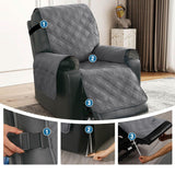 H.VERSAILTEX 100% Waterproof Recliner Chair Cover Nonslip Recliner Cover Stay in Place Electric Power Lift Recliner Slipcovers Fitted Standard Large Power Lift Recliner with Side Pocket,Grey/Beige H.VERSAILTEX