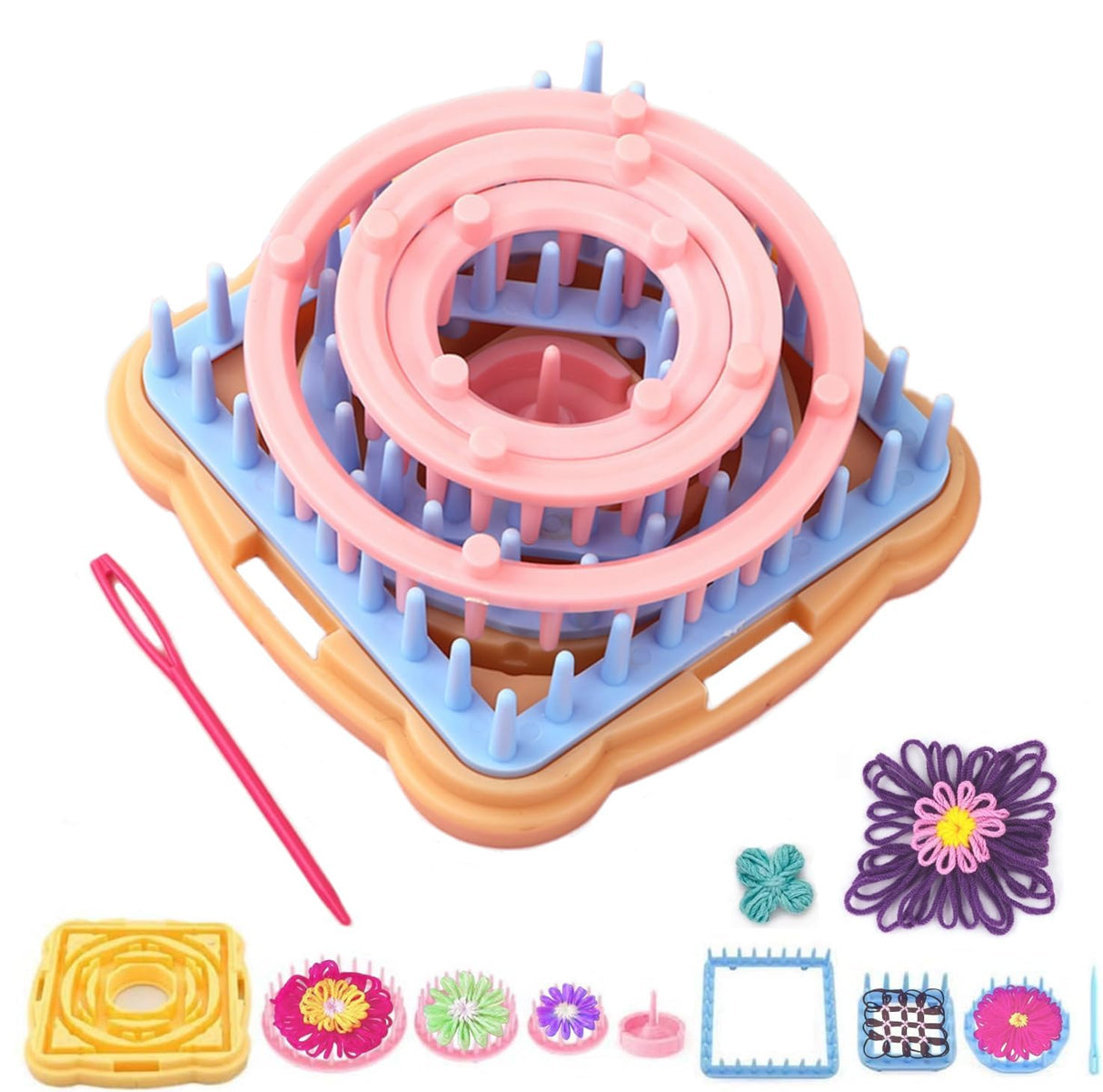 Ayasee Weaving Loom Kit, Flower Knitting Loom Kit, Frame Looms, Knitting Wool, Round/Square Knitting Looms Craft Kit Multi Color (Flower Maker) Ayasee