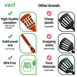 Wooden Spoons for Cooking, WOSPONFAN Kitchen Utensils Set, Pakkawood Kitchen Cooking Utensils Set, Apartment Essentials Wood Serving Spatula spoon, Salad Tongs, Home & kitchen Gift for Women wosponfan