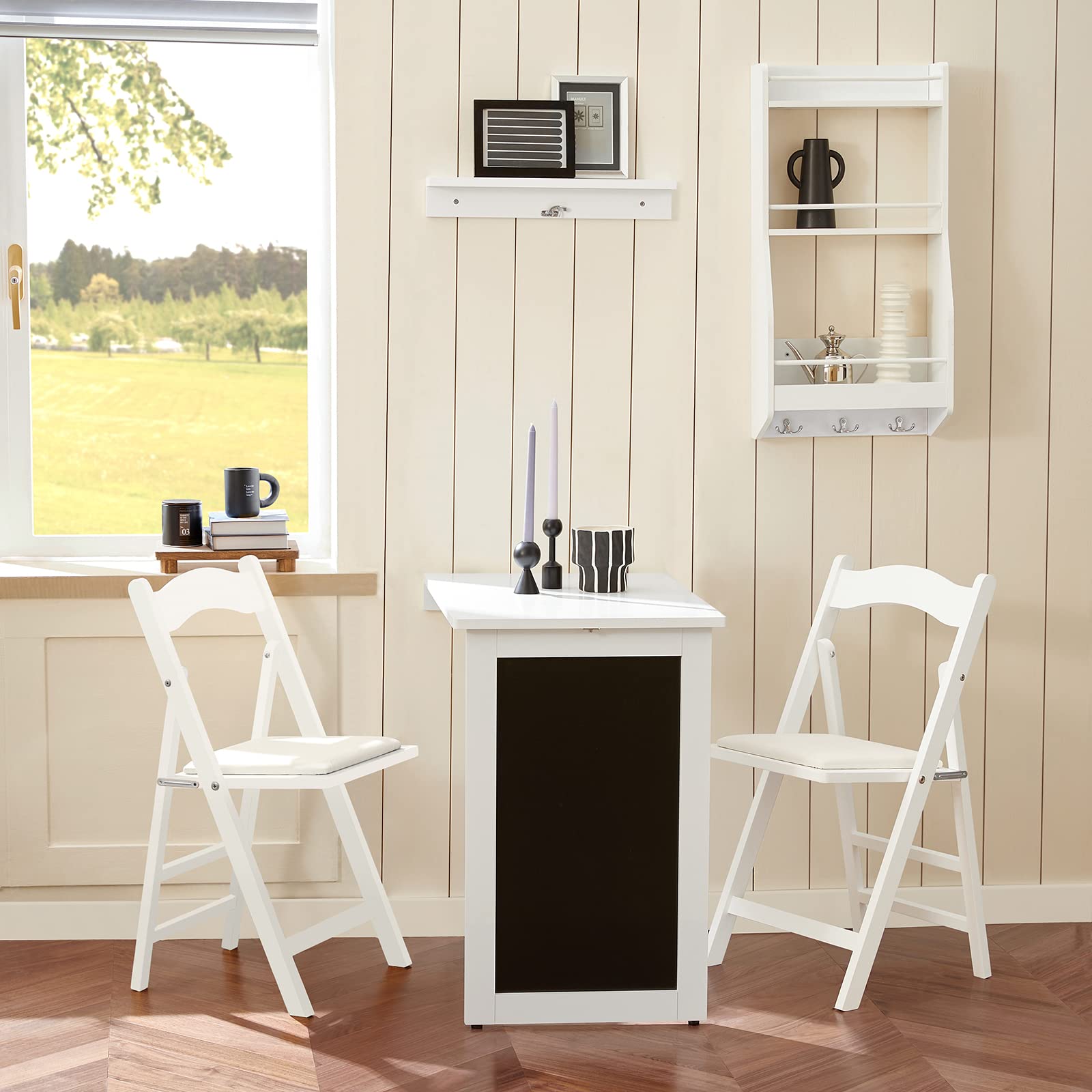 SoBuy Wall-Mounted Drop-Leaf Table, Folding Kitchen & Dining Table Desk, Children Table, White FWT20-W - WoodArtSupply