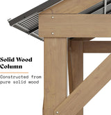 13x15 ft Wood Gazebo, Hardtop Pergola with Steel Gable Roof, Outdoor Gazebo with Guest House for Garden, Porch, Patio, Black + Natural Wood LUXOAK