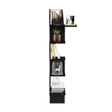 Furinno Rossi Wall Mounted Shelves, 5-Tier Rectangle, Espresso/Black Furinno