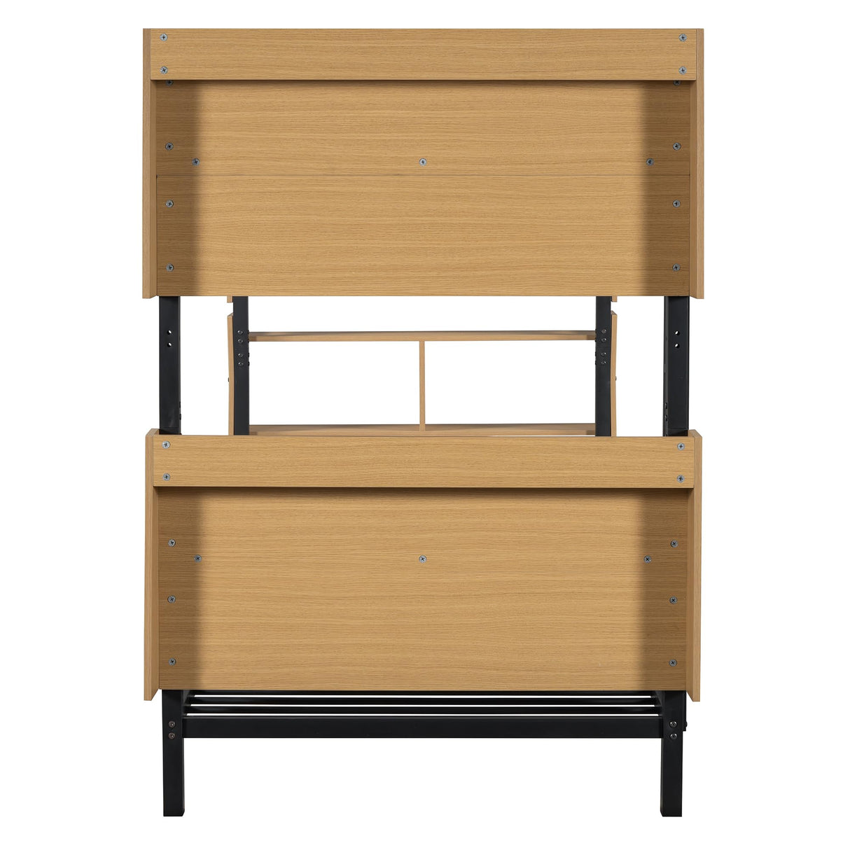 Bellemave Twin Over Twin Bunk Bed with Ladder and Guardrail, Metal Bunk Bed Twin Over Twin with Built-in Storage for Space-Saving, Sturdy Metal Bed Frame, No Box Spring Needed, Black Bellemave