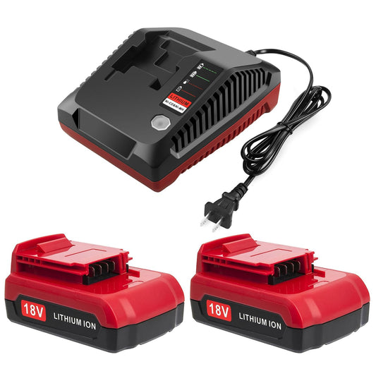 ADVTRONICS 2 Packs 18V Lithium PC18BLX Battery and PCXMVC Charger Compatible with Porter Cable 18V Battery PC18B PC18B-2 PC18BL PC18BLX PC18BLEX - WoodArtSupply