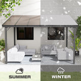 EBE 12' x 10' Gazebo, Wall Mounted Gazebo Pergola on Clearance, Hardtop Lean to Gazebo Awning with Sloped Roof, for Patio, Porch, Deck EBE