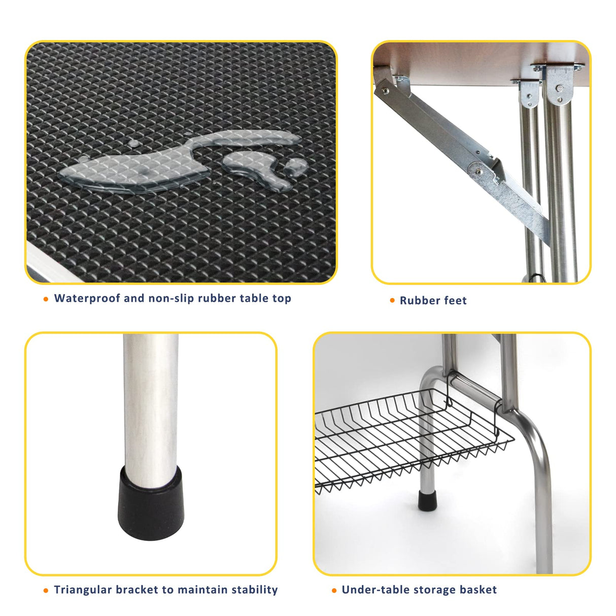 ROOMTEC 36" Dog Grooming Table,Foldable Home Pet Bathing Station with Adjustable Height Arm/Noose/Mesh Tray ROOMTEC