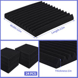 24 Pack Acoustic Panels, 1" X 12" X 12" Acoustic Foam Panels, Sound Proof Foam Panels, Self-Adhesive Soundproof Wall Panels,Fire-Proofed Soundproofing Wedges,Acoustic Treatment Foam for Home-Black Dmsky