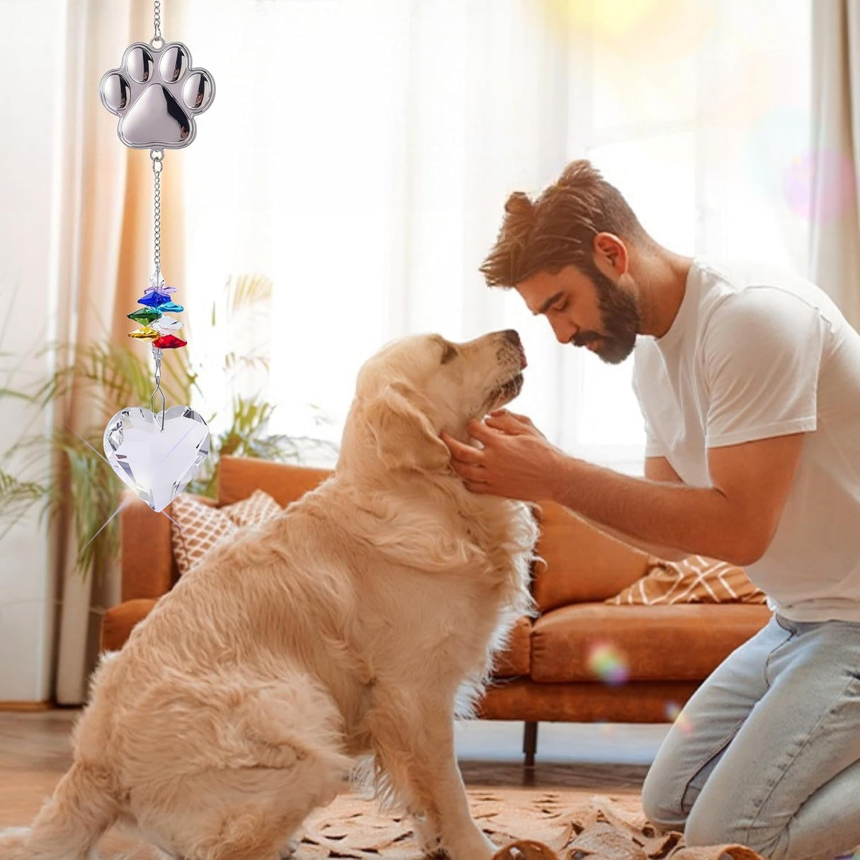 Pet Memorial Gifts for Dogs Cat: Loss of Dog Sympathy Gift- Rainbow Bridge Heart Shape Crystal Suncatcher, Pet Remembrance Ornament in Memory of Puppy, Thoughtful Passing Away Sympathy Keepsake Cynlsum