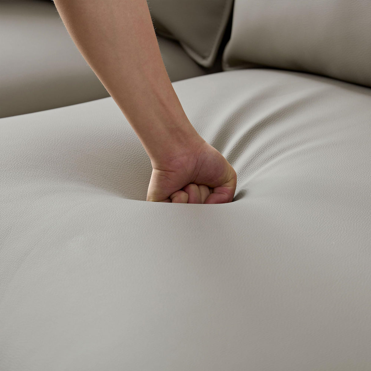 128.74" Curved Sectional Sofa, Modern Oversized Couch, Luxury Modular 5-Seater Couch with Chaise, Leathaire Upholstered Comfy Sofas for Living Room, Apartment, Office, Light Grey Left Facing M MEETAKING