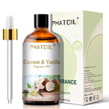 PHATOIL 3.38FL.OZ Coconut & Vanilla Fragrance Oils for Aromatherapy, Essential Oils for Diffusers for Home, Perfect for Diffuser, Yoga, DIY Candle and Soap Making - 100ml PHATOIL