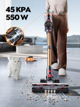 Cordless Vacuum Cleaner, 550W 45KPA 60 Mins Runtime Self-Standing Vacuum Cleaners for Home, Stick Vacuum with Charging Dock Station Removable Battery, Handheld Vacuum for Pet Hair/Carpet/Floor SMOTURE