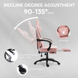 Dowinx Gaming Chair Breathable Fabric Computer Chair with Pocket Spring Cushion, Comfortable Office Chair with Gel Pad and Storage Bag,Massage Game Chair with Footrest,Pink Dowinx