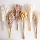 110 PCS Dried Pampas Grass Bouquet, Boho Table Decor, Bunny Tails Dried Flowers, Brown Pompas, White Pampas Grass for Wedding, Home, Rustic Party, Baby Shower Decorations Bannifll