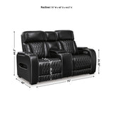 Signature Design by Ashley Boyington Modern Leather Match Power Reclining Loveseat with Console, Adjustable Headrest, Massage, Heated Seat and LED Lights, Black Signature Design by Ashley