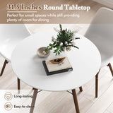 Giantex Round Dining Table Set for 4, 5-Piece Breakfast Nook Table Set w/ 31.5" Dinner Table, Dining Chairs, Wood Legs, Dinette Set, Kitchen Table Chairs Set for Living Room Restaurant (White+Walnut) Giantex