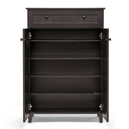 Baxton Studio Glidden 1- Drawer Shoe Storage Cabinet, Dark Brown (91-4518-HiT) - WoodArtSupply