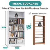 Book Shelf,5 Tier Metal Bookshelves,66" Tall Free Standing Bookcase with Adjustable Storage Shelves, Large Bearing for Bedroom Living Room Home Office,White Bookshelf (66" Bookcase) RpAosd