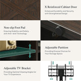 YITAHOME Farmhouse TV Stand with Mount, Sturdy TV Stand Mount for 32/45/55/60/65/70 inch TVs, Entertainment Center with Adjustable Shelf, TV Cabinet Media Console for Living Room, Espresso YITAHOME