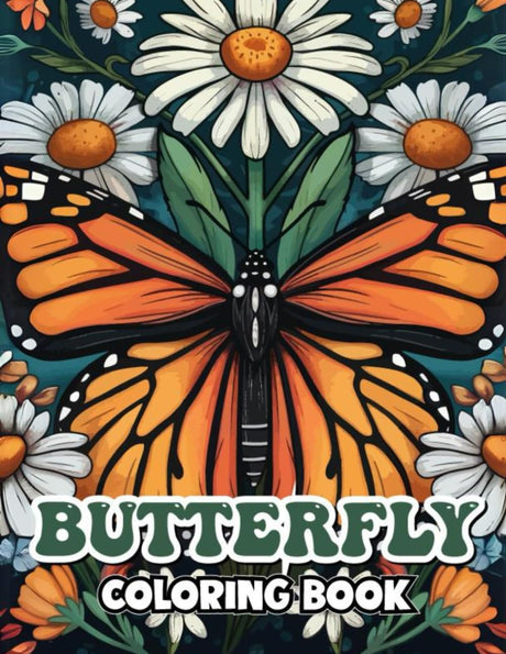 Butterfly Coloring Book for Adults: 50 Coloring Pages Featuring Realistic Butterfly & Beautiful Flowers for Relaxation and Stress Relief Majosta