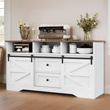 YITAHOME Large Buffet Sideboard Cabinet, 59" Farmhouse Buffet Cabinet with Drawers & Sliding Doors, Storage Cabinet for Kitchen, Living Room (White) YITAHOME