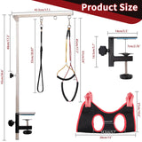 Dog Grooming Table Arm with Hammock - Adjustable Height, Pet Grooming Hammock, No Sit Haunch Holders, Loop Noose Heavy-Duty Clamp (Stainless Steel) Phenfor