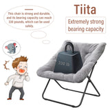 Tiita Comfy Folded Chair, Soft Faux Fur Oversized Folding Accent Chair, Lounge Lazy Chair for Kids Teens Adults, Metal Frame Moon Chair for Bedroom, Living Room, Dorm Rooms, X-Large Pink Tiita