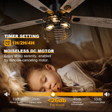 NEWORB 52 Inch Farmhouse Ceiling Fan with Light and Remote, Rustic 3-Light Caged Fan, 5 Dual Finish Blades, Industrial Black Fan for Bedroom, Patio, Living Room NEWORB