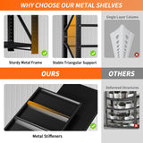 63" H Storage Garage Shelving Unit, 2500LBS Heavy Duty Metal Shelves Organization, Adjustable 4 Tier Utility Storage Shelf Rack for Industrial, Basement, Warehouse (Black, 19.7" D×31.5" W×63" H) SGFHNV