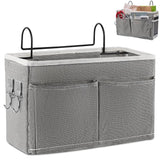 JSJSYO Bedside Storage Organizer Hanging Storage Basket Multi-function Organizer Caddy for Headboards Bed Rails Bunk Beds Hospital Bed Rooms Home College Dorm (lightgrey) WoodArtSupply