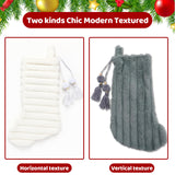 RoundFunny 4 Pcs Christmas Stockings, 18 Inch Striped Plush Faux Fur Xmas Stocking with Pendant, Large Thick Plush Hanging Stockings for Family Holiday Party Fireplace Stairs Decorations RoundFunny