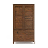 Grain Wood Furniture Greenport 2-Door Wardrobe, Solid Wood with a Brushed Walnut Finish Grain Wood Furniture