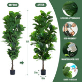 FLOWORLD Fiddle Leaf Fig Tree 6ft Tall Artificial Tree in Plastic Pot Fake Ficus Lyrata Plants with 184 Decorative Fiddle Leaves Faux Fig Trees for Home Office Living Room Decor Indoor Outdoor FLOWORLD