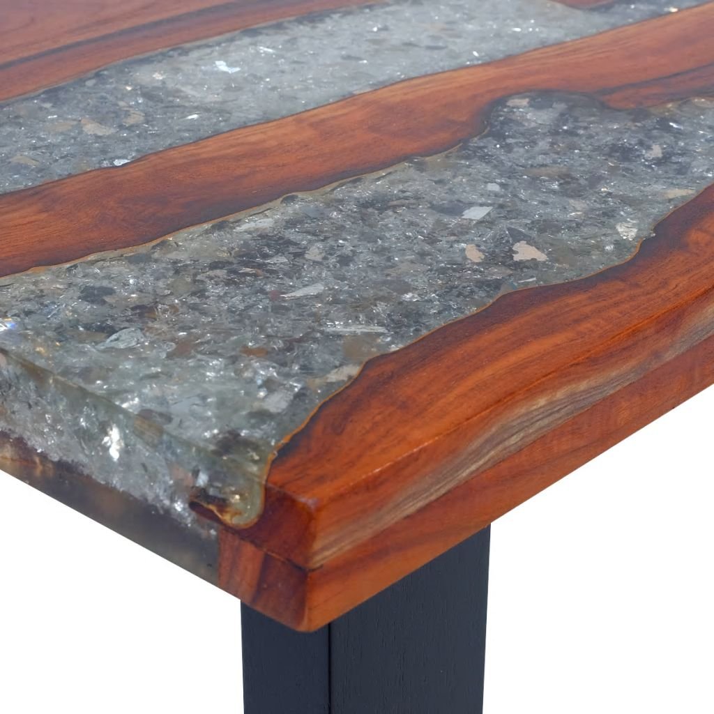 Festnight Wood Coffee Side Table Rectangle Teak Resin End Table Handmade for Living Room Home Decor Furniture 39.4" x 19.7" x 15.7" - WoodArtSupply