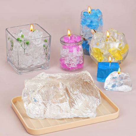 Clear Wax for Candle Making-DIY Aromatherapy Candle Making Gel raw Materials, can add Dried Flowers/Fragrance, smokeless Safe Candle Materials, Birthday Christmas Gift Decoration (Transparently) Blingfun