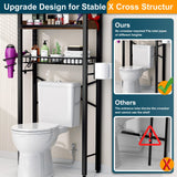 Over The Toilet Storage Cabinet,4 Tier Bathroom Organizers and Storage With Adjustable Shelf Waterproof Feet Pad and Basket ,Multifunctional Space Saver Freestanding Bathroom Shelves With Dividers Mlinavn