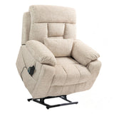 Big Tall Man Power Lift Lay Flat Recliner, Extra Wide Oversized Heat Massage Dual Motor Recliners Up to 400 LBS, Large Electric Power Recliner Chairs for Elderly, Adults, Lazy Boy(Cream Chenille) LITVZ