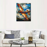 Tucocoo Stained Glass Airplane Paint by Numbers for Adults Fighter Plane DIY Digital Oil Painting Fighter Aircraft Painting Kits Canvas Acrylic Paint Room Decor 16x20Inch Without Frame Tucocoo