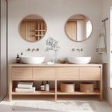WallBeyond Round Mirror with Wood Frame 24 inch Circle Wall Mirror for Bathroom Round Wall Mirror for Wall Decor, Vanity, Entryway Living Room (Walnut) WallBeyond