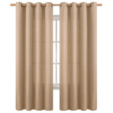 BGment Tan Curtains 84 Inch for Living Room - Light Filtering Faux Linen Look with Burlap Texture, Rustic Farmhouse Window Panels (Set of 2, 52" Wide) BGment