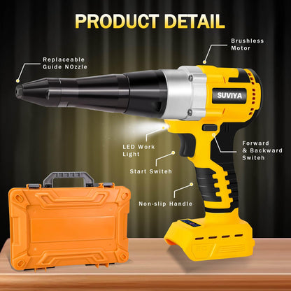 SUVIYA Cordless Rivet Gun Compatible with Dewalt 20V Max Battery(No Battery), Electric Rivet Gun Kit with a kitbox, Brushless Blind Riveter Tool Kit for 1/8", 5/32", 3/16" Rivets - WoodArtSupply