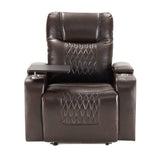 Merax Electric Recliner Chair with USB Charge Port, 360 Swivel Tray Table, Hand in-Arm Storage, and Cup Holders, Ambient Lighting - Ambient Lighting Gaming Recliner Chair Home Theater Seating(Brown) Merax