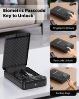 HOLEWOR Car Gun Safe, Small Pistol Safe Biometric Gun Safe for Handgun, Portable Fingerprint Quick Access Handgun Safe for Nightstand Bedside HOLEWOR