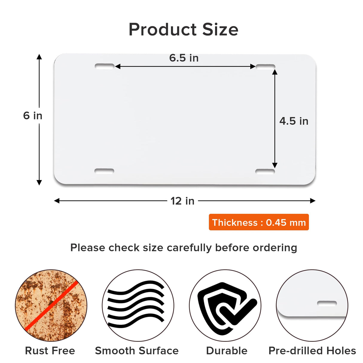 4 Pcs Sublimation License Plate Blanks, Aluminum Metal Car License Plate Label, DIY Picture Thermal Transfer Blank Sublimation for Customized Design Work (0.45mm-4Pcs) DOYOQI