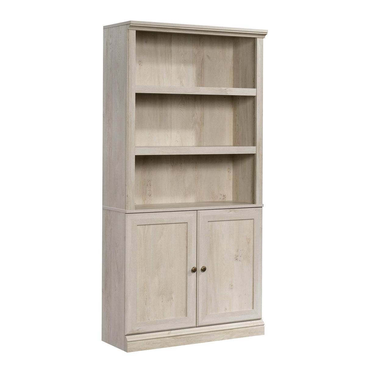 Sauder Miscellaneous Storage Bookcase with Doors, Adjustable Shelves, 5 Shelf Bookcase - Chalked Chestnut Finish Sauder