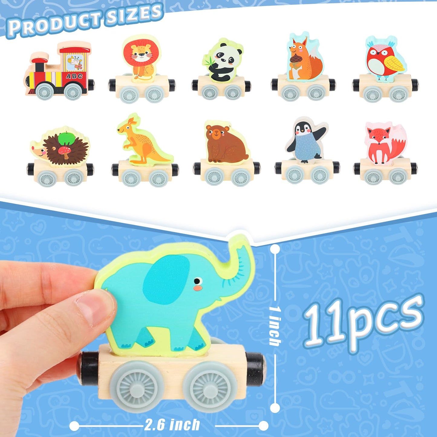 LovesTown 11PCS Magnetic Wooden Animals Train Set, Montessori Toys for Toddlers Toys for Preschool Learning Activities Birthday Kids Boys Girls - WoodArtSupply