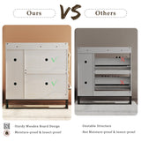 HUAHUU Shoe Cabinet with 2 Flip Drawers & Side Cabinet, Shoes Cabinet with Adjustable Shelves, Shoe Storage with Drawer & Mounted Shoe Rack for Entryway, Hallway, Shoe Organizer Cabinet, White HUAHUU