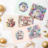 6-Pack Pets Birthday Diamond Painting Greeting Card Kits, Special Shaped Diamonds Painting, DIY Handcraft for Relatives and Friends with Wishes,Unique Design Crafting for Birthday Cards Focart