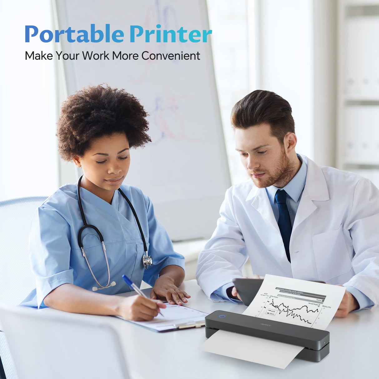 iDPRT Portable-Printer Wireless for Travel, Bluetooth Thermal Printer Support 8.5" x 11" US Letter&A4&A5 Size,300DPI Inkless Printers for Home Use,Compatible with Android and iOS Phone&Laptop,Black iDPRT