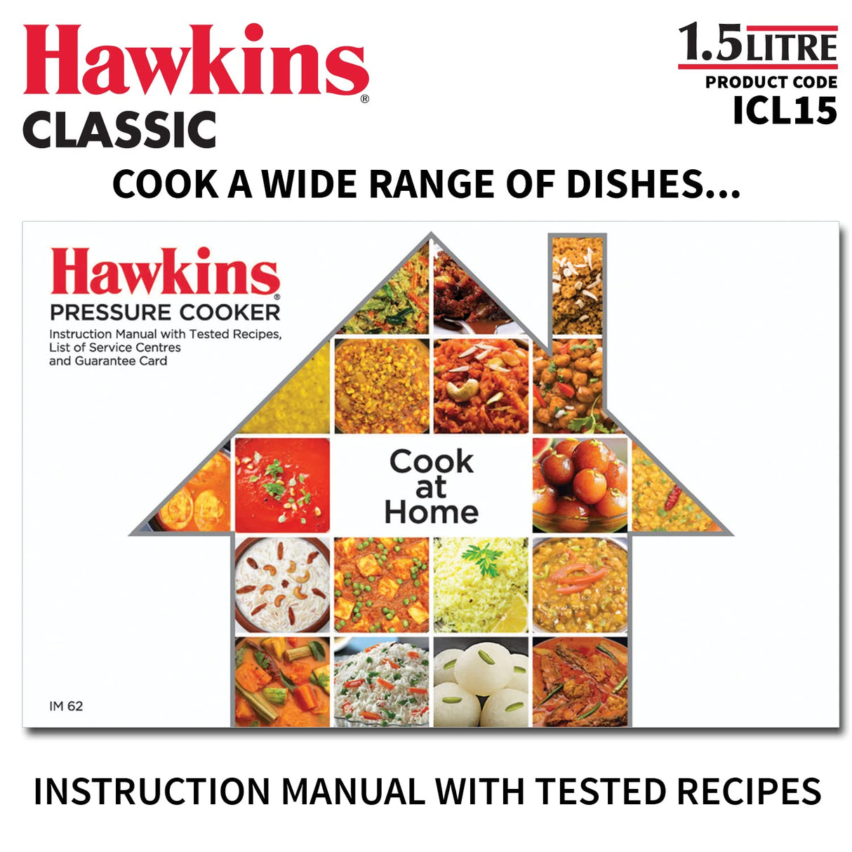 Hawkins 1.5 Litre Classic Pressure Cooker, Induction Inner Lid Cooker, Pan Cooker, Best Cooker, Silver (ICL15) HAWKINS