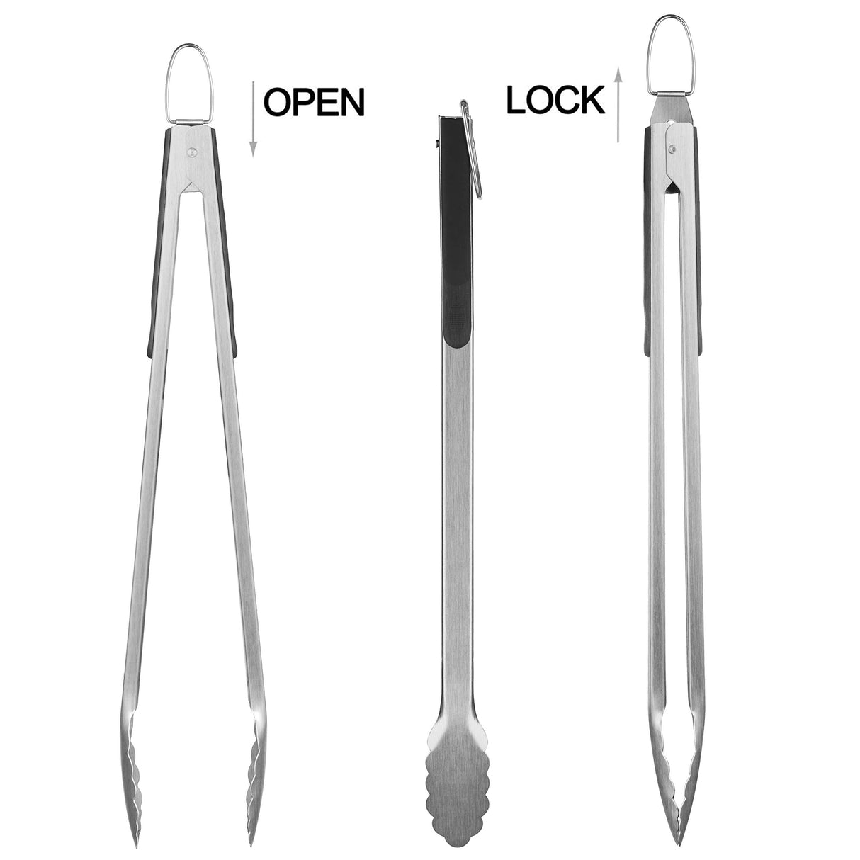 Grilljoy 8PCS Heavy Duty BBQ Grill Tools Set with Extra Thick Stainless Steel Spatula, Fork, Tongs & Cleaning Brush - Complete Barbecue Accessories Kit with Portable Bag - Perfect Grill Gifts for Men grilljoy